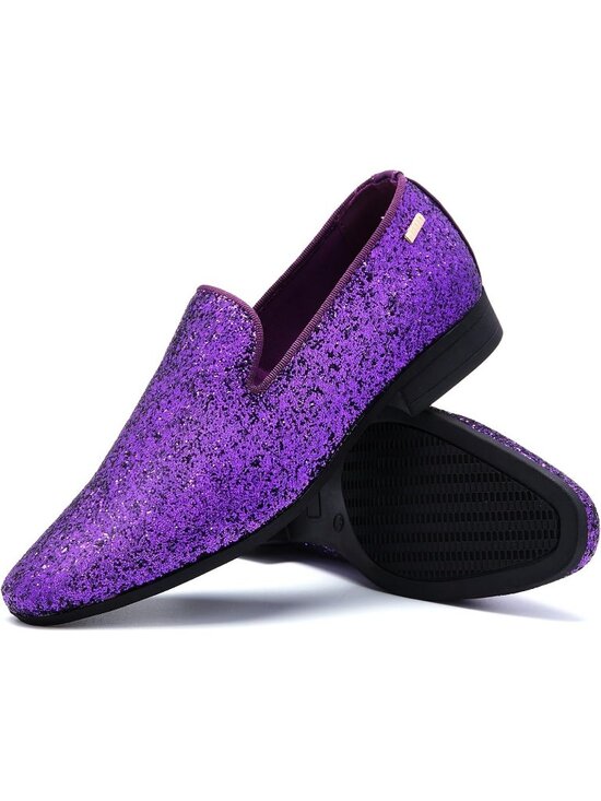 UUBARIS Men\'s Glitter Purple Elegant Tuxedo Loafers Slip on Dress Formal Shoes main image 5